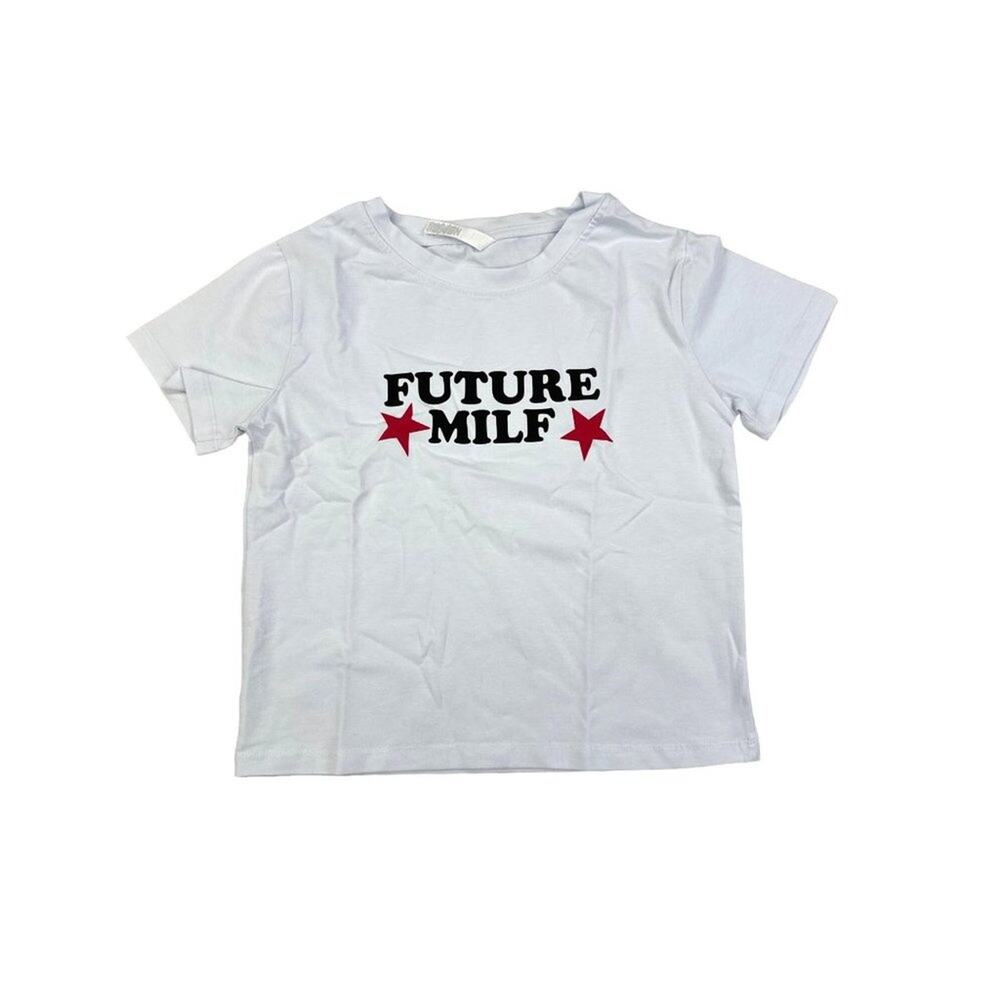 Future Milf Graphic T-shirt in White Black and Red